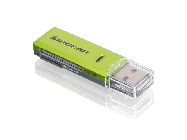 IOGEAR SD MicroSD MMC Card Reader Writer Green
