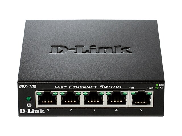 D Link DES 105 5 Port Fast Ethernet Unmanaged Desktop Switch