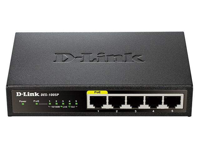 D Link DES 1005P 5 Port Fast Ethernet PoE Unmanaged Desktop Switch