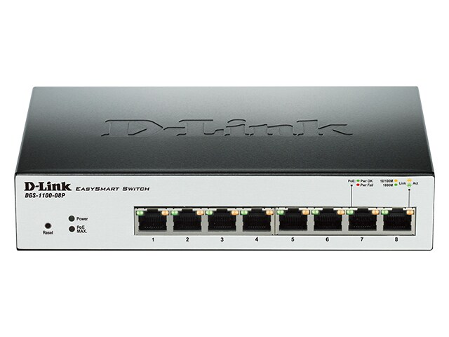 D Link DGS 1100 08P 8 Port EasySmart Gigabit Switch with PoE