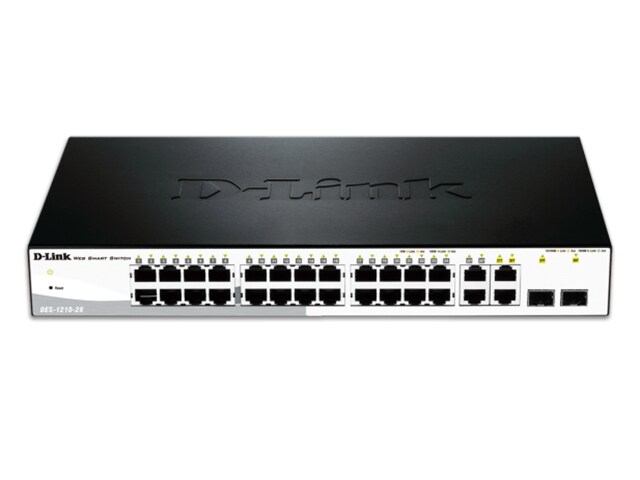 D Link DES 1210 28 24 Port Smart Switch with 2GB Ports and 2 Combo GB SFP Uplinks