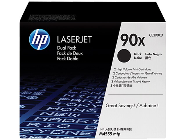 HP 90X CE390XD Black High Yield Original LaserJet Toner Cartridges 2 pack