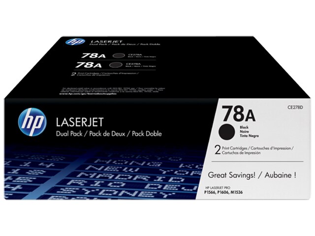 HP 78A CE278D Black Original LaserJet Toner Cartridges 2 pack