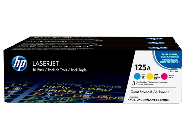 HP 125A CE259A Cyan Magenta Yellow Original LaserJet Toner Cartridges 3 pack