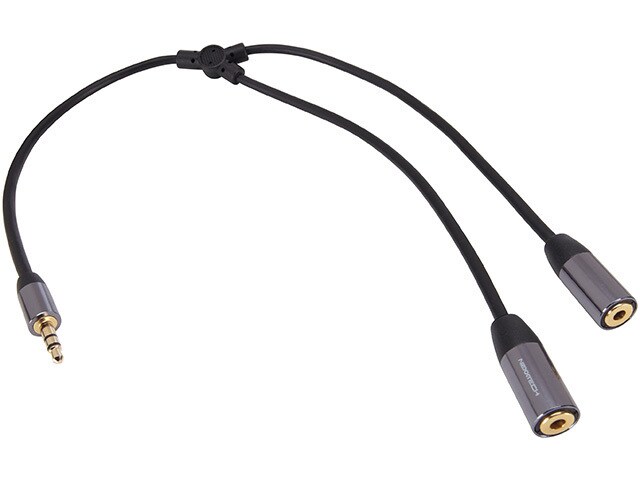 Nexxtech 152mm 0.5 Shielded Y Adapter Cable 3.5mm Male Plug to 3.5mm Jacks