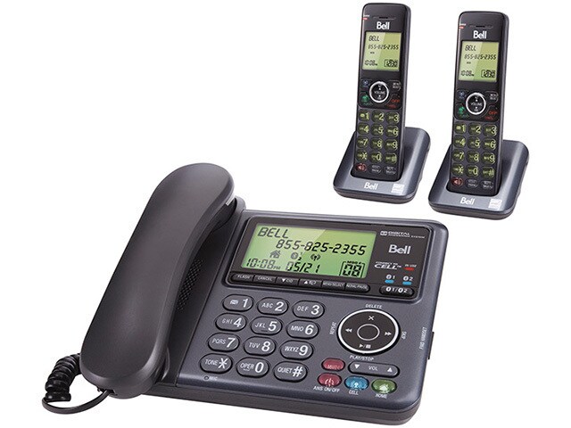 Bell BE6641 2 DECT 6.0 Corded Cordless Phone with 2 Handsets BluetoothÂ® Charcoal Black