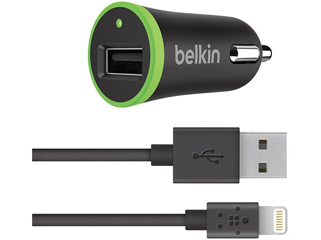 Belkin BOOST UP Car Charger with ChargeSync 12 watt 2.4 Amp Cable Black