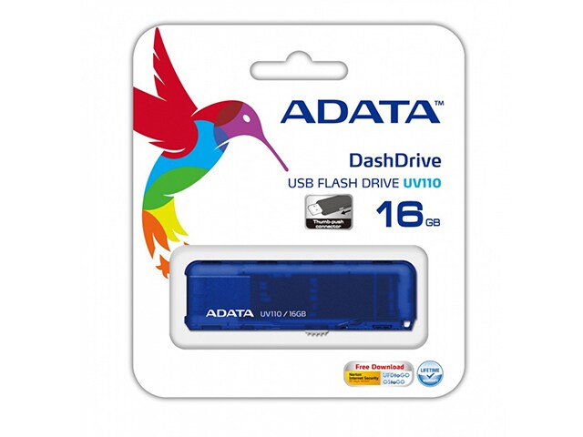 ADATA 16GB DashDrive UV110 Retractable USB Flash Drive Royal Blue