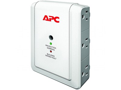 APC P6W Essential SurgeArrest, AC 120V, 6 Outlet with Wall Mount - White