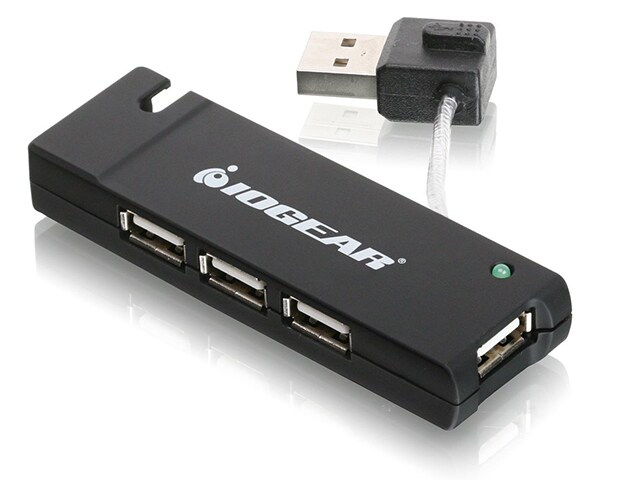 IOGEAR GUH285W6 4 Port USB 2.0 Hub Tri language Package Black