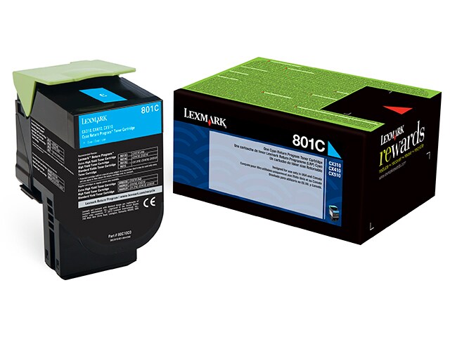 Lexmark 80C10C0 801C Return Program Toner Cartridge Cyan