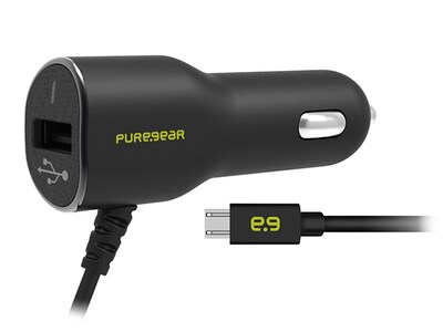 PureGear 17W/3.4A Micro USB Cord Car Charger - Black