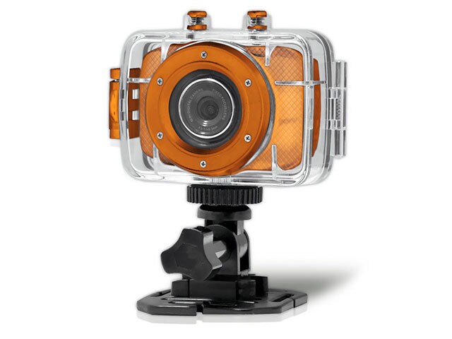 Pyle HD Sport Action Camera with Shockproof Case and Mount Orange