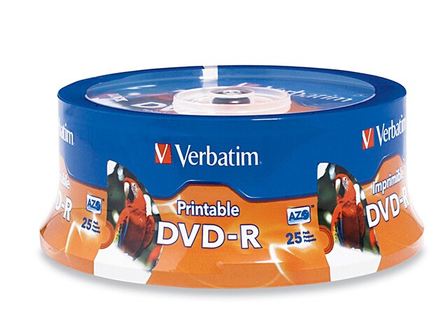 Verbatim Inkjet Hub Printable 4.7GB DVD R Discs White 25 Pack
