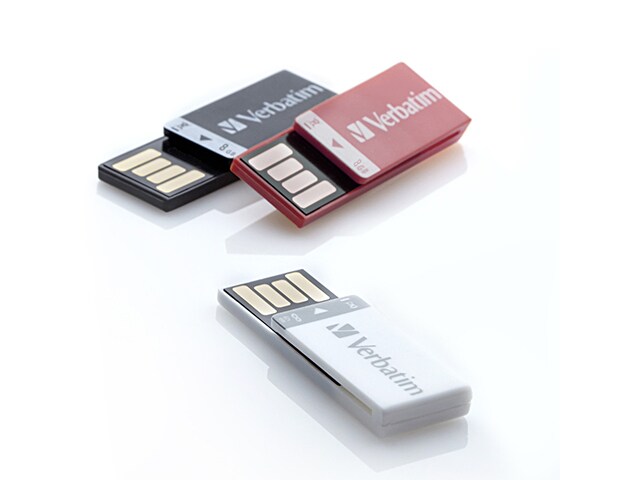 Verbatim 8GB Clip It USB Drive Black White Red 3 Pack