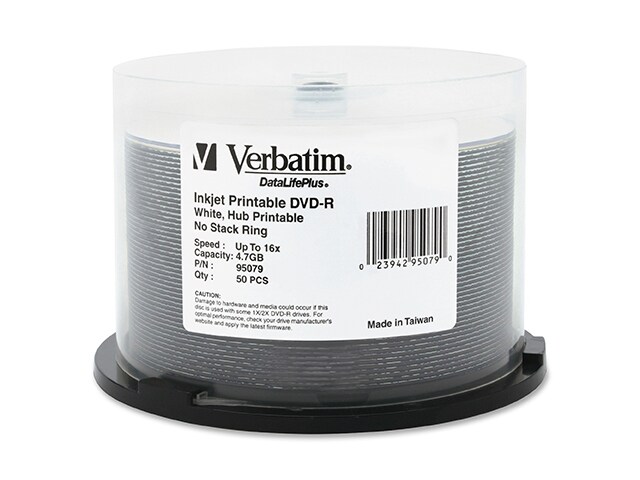 Verbatim 4.7GB 16X Printable DVD Recordable Discs 50 Pack