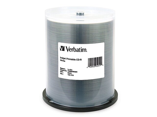 Verbatim Inkjet Printable 52X 700MB CD R 100 Pack