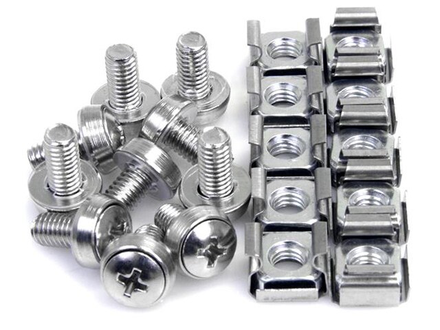 StarTech M6 Mounting Screws and Cage Nuts for Server Rack Cabinet 50 Pack