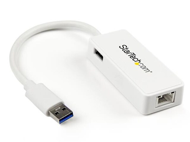 Startech USB31000SPTW USB 3.0 to Gigabit Ethernet Adapter NIC with USB Port White