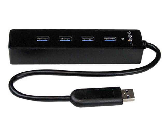 StarTech ST4300PBU3 4 Port Portable USB Hub With Built in Cable