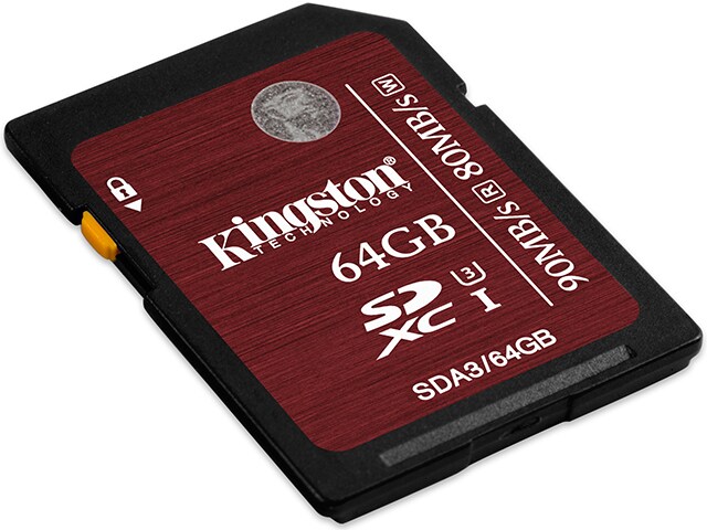 Kingston 64GB SDHC UHS I Speed Class 3 90R 80W Flash Card