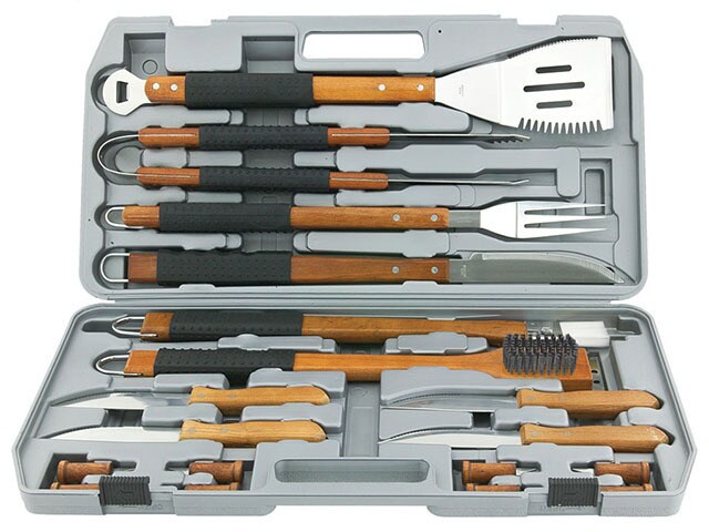 Mr. Bar B Q 18 Piece Gourmet Stainless Steel Tool Set with Rubber Handles