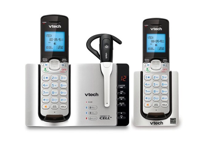 VTech DS6671 3 DECT 6.0 Cordless Phone System with Connect To Cell Bluetooth Full Duplex Speakerphones 2 Handsets