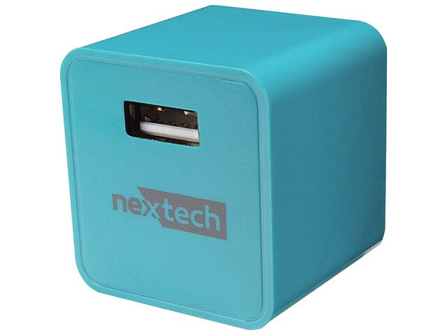Nexxtech USB AC Charger with Folding Power Prongs Teal