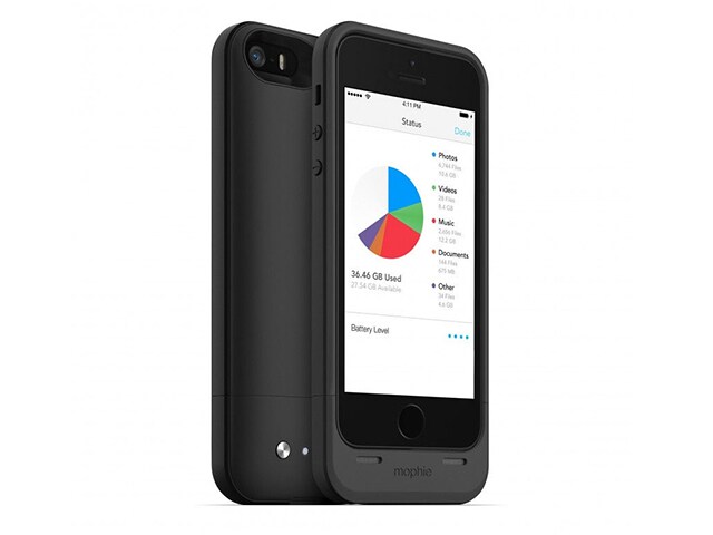 mophie Space Pack Battery Case with 64GB Storage for iPhone 5 5s Black