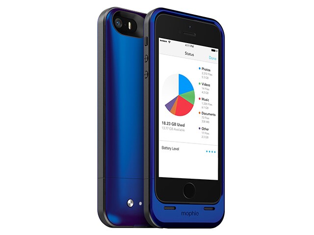 mophie Space Pack Battery Case with 32GB Storage for iPhone 5 5s Blue