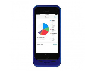 Étui avec pile Space Pack de mophie avec stockage de 32 Go pour iPhone 5/5s - Bleu