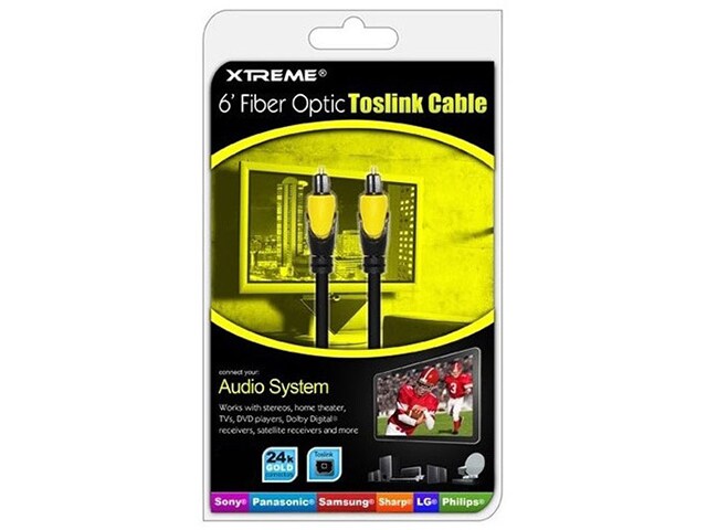 Xtreme Cables 73506 1.8m 6â€™ Fiber Optic Toslink Cable Black