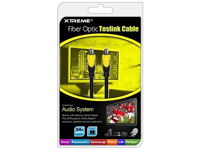Xtreme Cables 73503 0.9m 3 Fiber Optic Toslink Cable Black