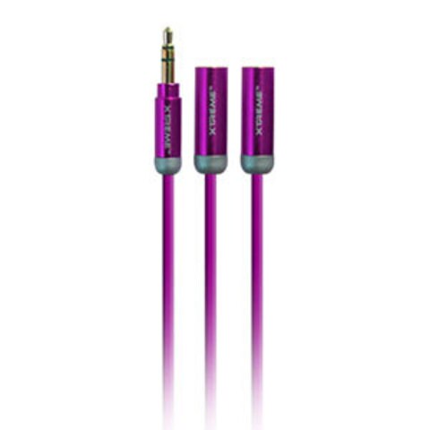 Xtreme Cables 50902 PUR 0.9m 3 3.5mm Audio Splitter Cable Metallic Purple
