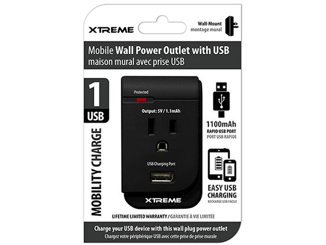 Xtreme Cables 28111 1100mAh USB Wall Charger Black