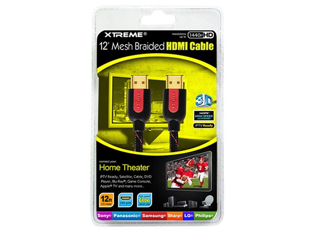 Xtreme Cables 84112 3.6m 12 HDMI Cable Red Black
