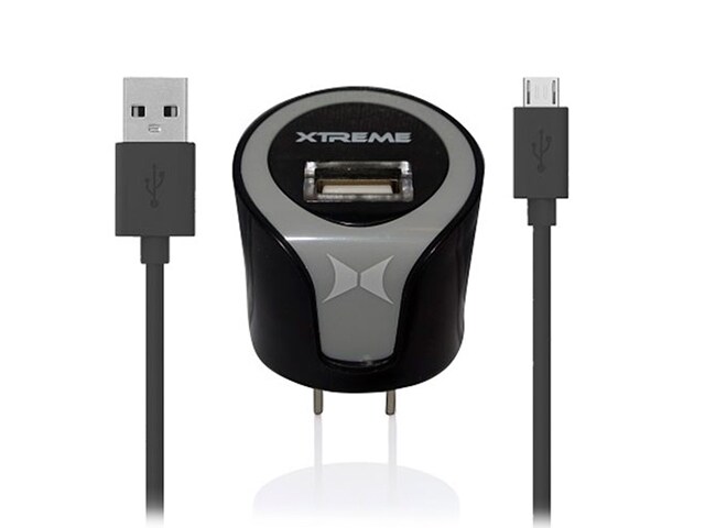 Xtreme Cables 88831 0.9m 3 Micro USB Connector with 1A Single Port Home and Car USB Charger Black