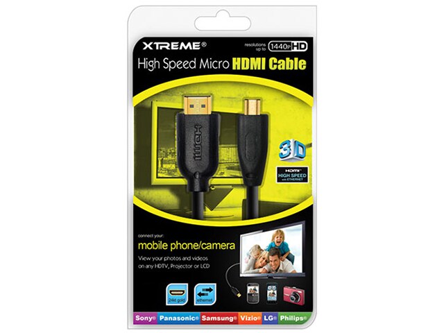 Xtreme Cables 74206 1.8m 6 HDMI to Micro HDMI Cable Black
