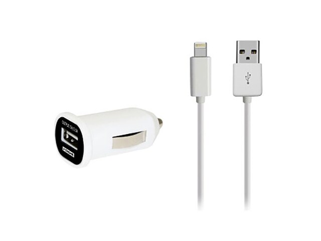Xtreme Cables 59054 2.1A USB Car Charger with USB to Lightning Cable White