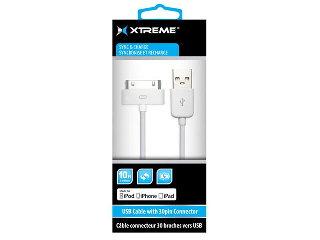 Xtreme Cables 51310 3m 10 USB to 30 Pin Cable White