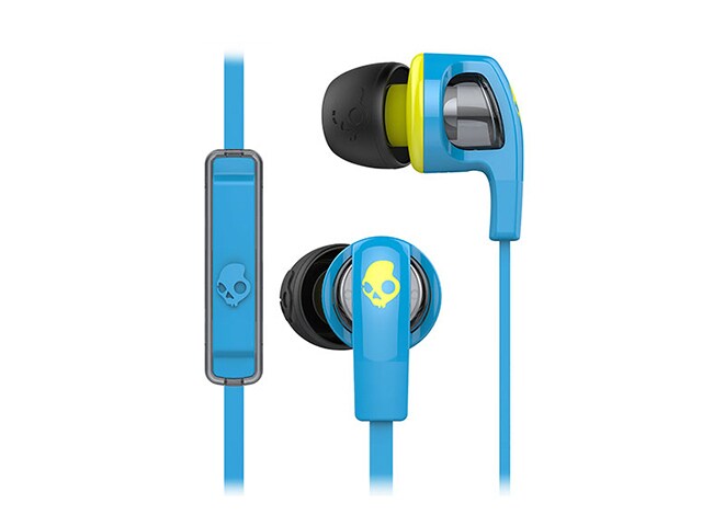 Skullcandy Smokin Buds 2 earbuds with One Button Mic Hot Blue Lime