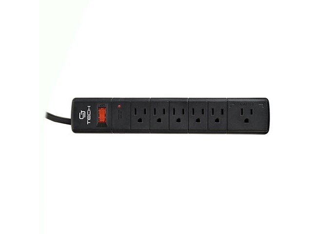 CJ Tech 61887 0.6m 2 6 outlet Surge Protector Black