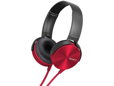Sony Extra Bass Over-Ear Smartphone Headset with In-Line Controls - Red