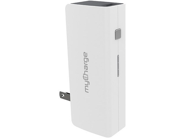 MyCharge 3000mAh AmpProng Power Bank with Wall Prongs White