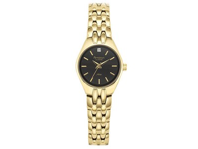 Armitron Women’s Gold Tone Diamond Accented Watch with Black Dial