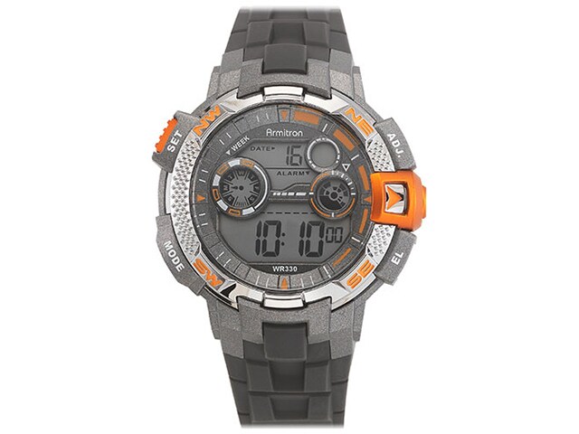 Armitron Menâ€™s Digital Chronograph Sport Watch Grey Orange