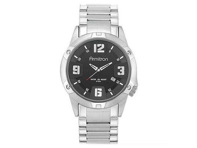 Armitron Menâ€™s Stainless Steel Watch with Black Dial
