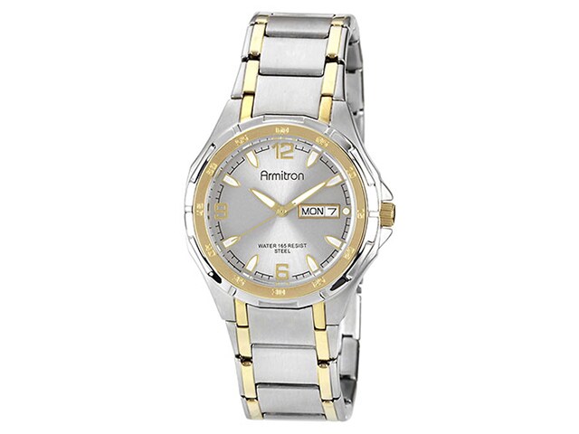 Armitron Menâ€™s Two Tone Date Day Watch with Silver Dial