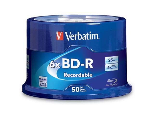 Verbatim Branded Surface 25GB 6X BD R Discs White 50 Pack