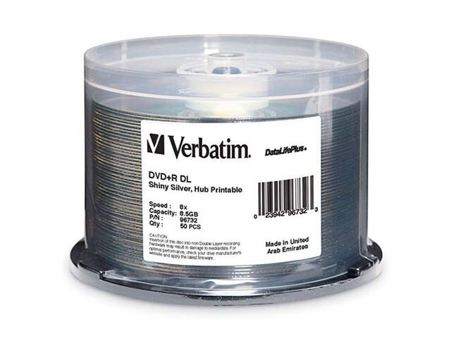 Verbatim Silk Screen Printable 8.5GB 8X DVD R Discs Silver 50 Pack